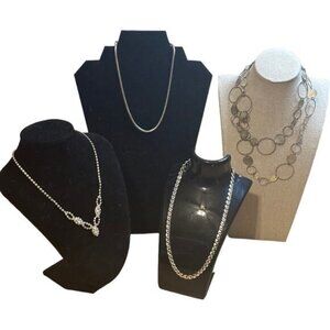 Set Of Four Elegant Silver Tone Necklaces For Any Occasion